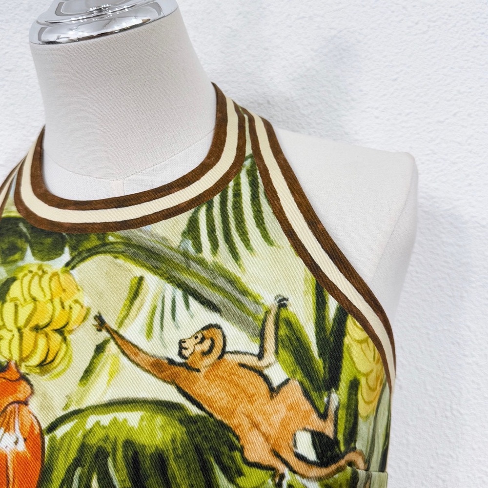 Alemais Tropical Halter Mini Dress in Green and Cream - Picture 8 of 8